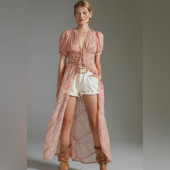 Anthropologie Tops - NWT Anthropologie Forever that Girl long length tie shirt sheer boho size XXS